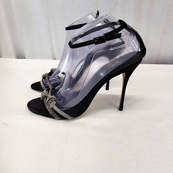 AQUA Women's Infinity Detail High Heel Dress Sandals Jet Crystal/ Black Size 9.5 - Picture 6 of 13